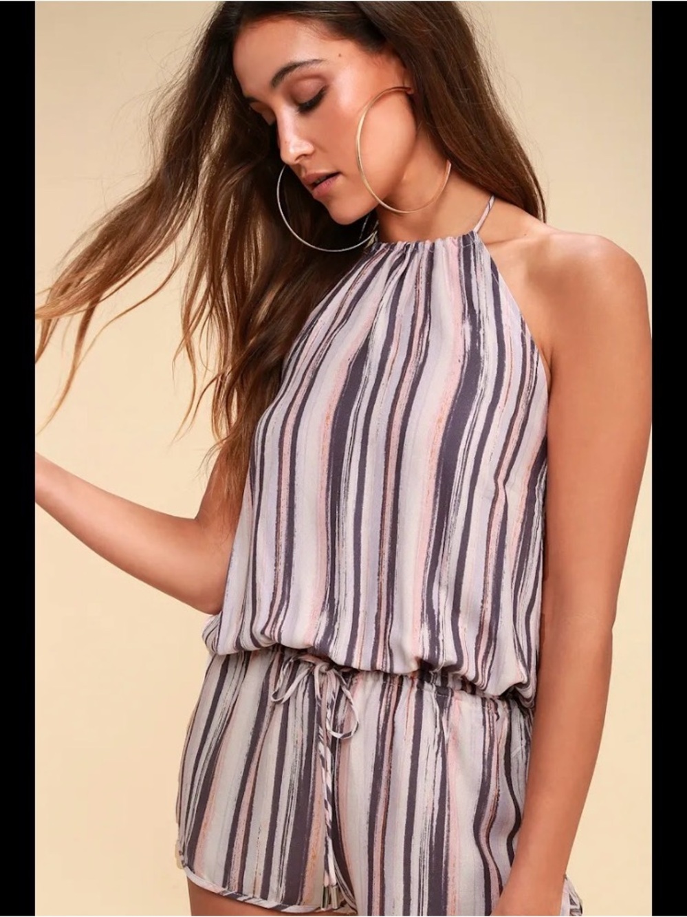 Lulu's Beach Bound Striped Halter Romper